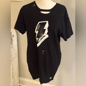 Black T-Shirt with Lightning Bolt Graphic